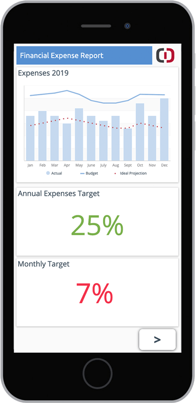 tableau de bord mobile des rapports de dépenses financières